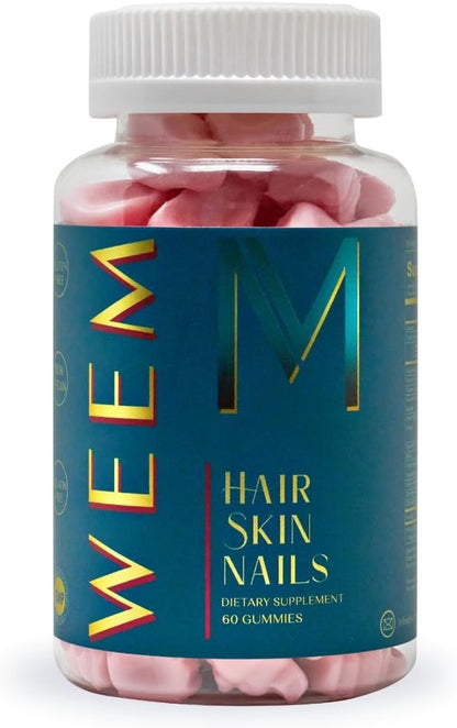 WEEM Hair Skin and Nails Gummies – Extra Strength Vegan Biotin Vitamins